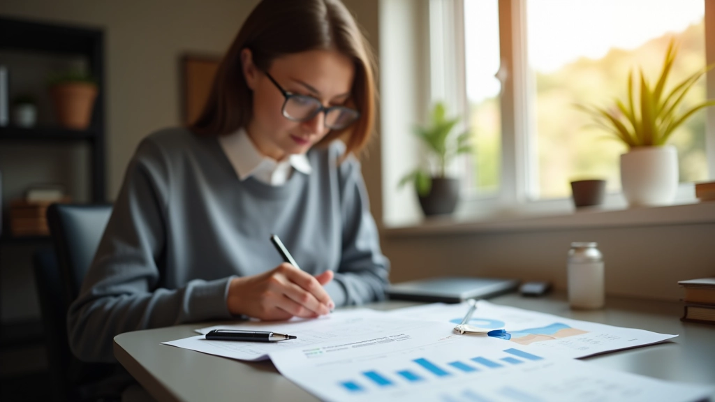 Person beim Überprüfen von Budgetdokumenten und Finanzplanungsunterlagen
