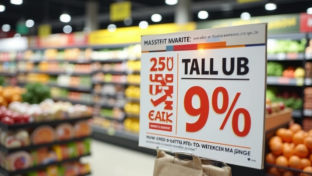 Supermarkt-Aktionsschild mit reduzierten Preisen und Rabattangaben deutlich sichtbar